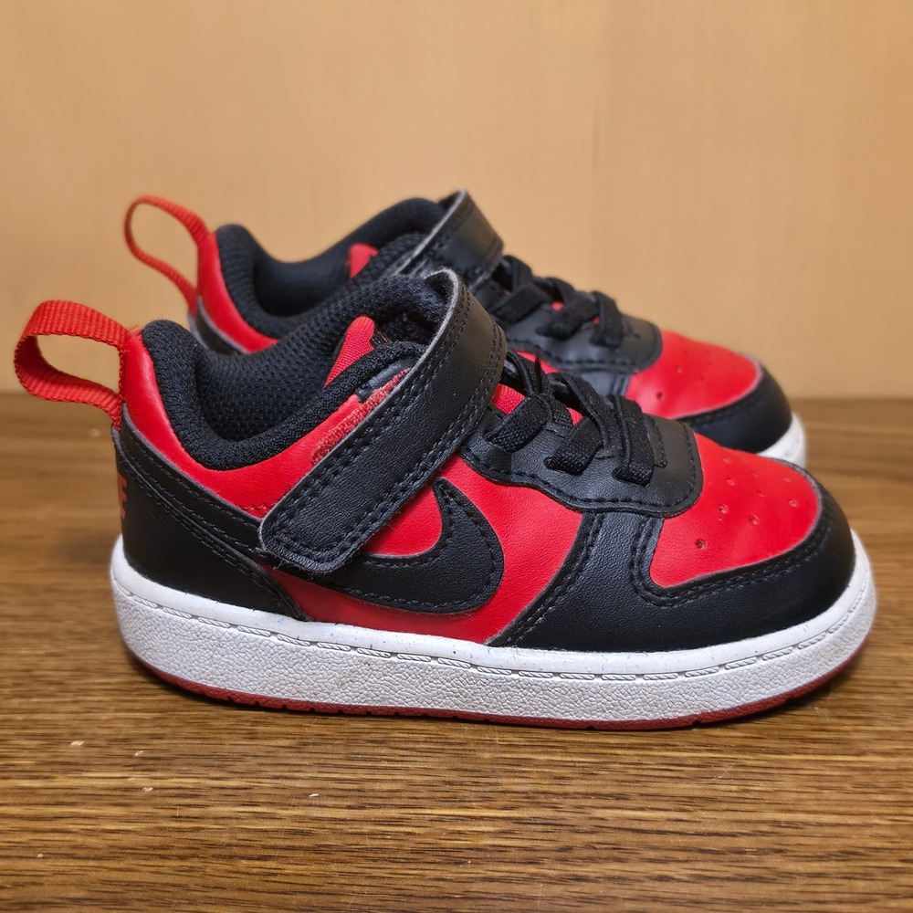 Nike Court Borough Low Recraft DV5458-600 Toddler Size 6C Red Black White Used
